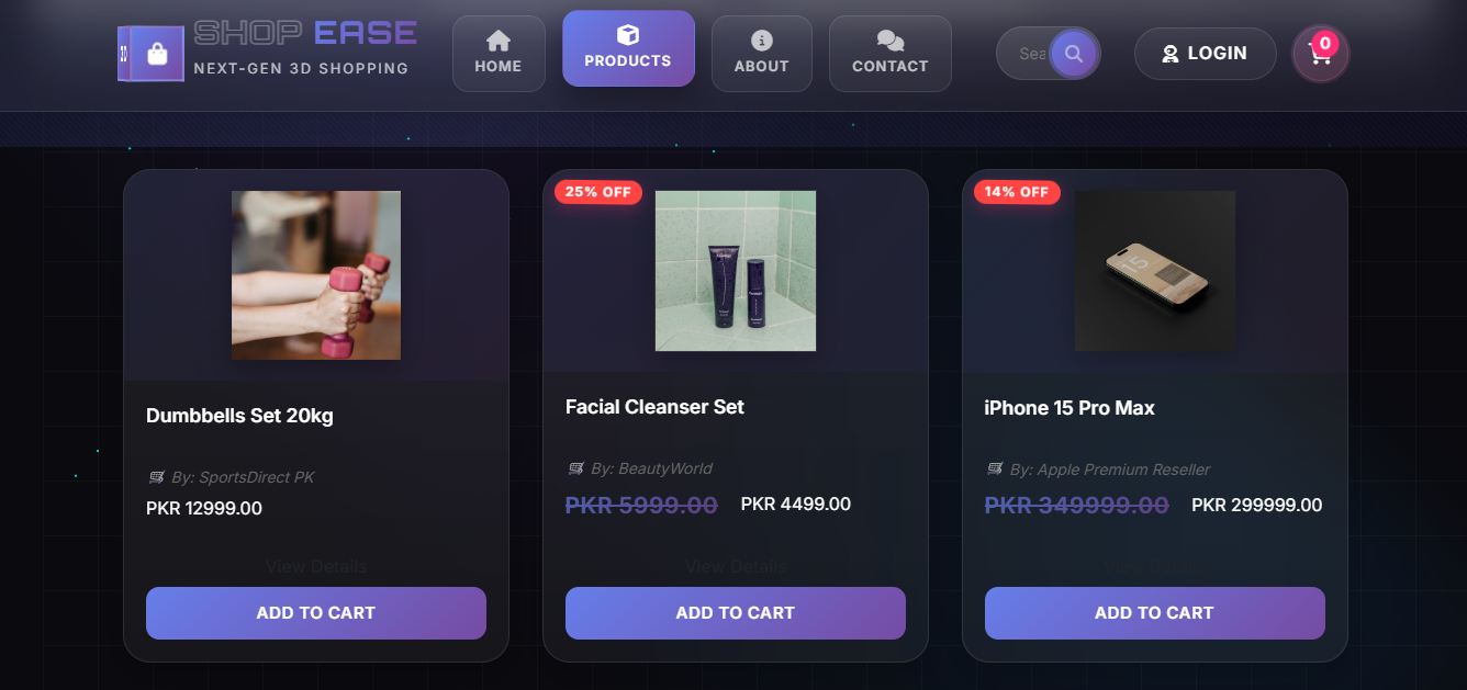 ShopEase dashboard